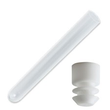 1000 Pack, 16 x 100 mm, Clear Plastic Test Tubes with White Caps, 4 inch