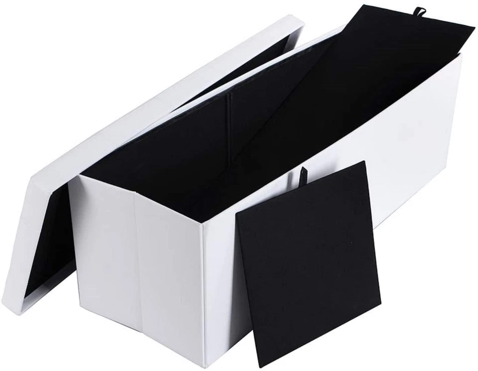 43in Ottoman Folding Storage Bench Footrest Seat Bench Highly Elastic Sponge - Image 3 of 4