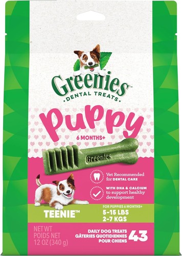 Greenies Puppy Teenie Size Natural Dental Dog Treats, 12 oz. Pouch (43 Treats)