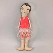 Fabric Cloth Doll Handmade Flapper Dancer Unique Whimsical