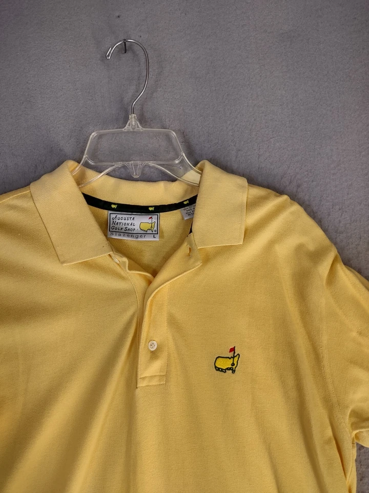 Camisa masculina Slazenger polo amarela grande Augusta National Golf Shop logotipo Masters - Imagem 2 de 4