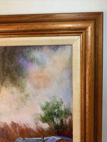 Barn Landscape Painting Signed Fall Autumn Rustic Acrylic Framed 16x13” - Picture 6 of 12