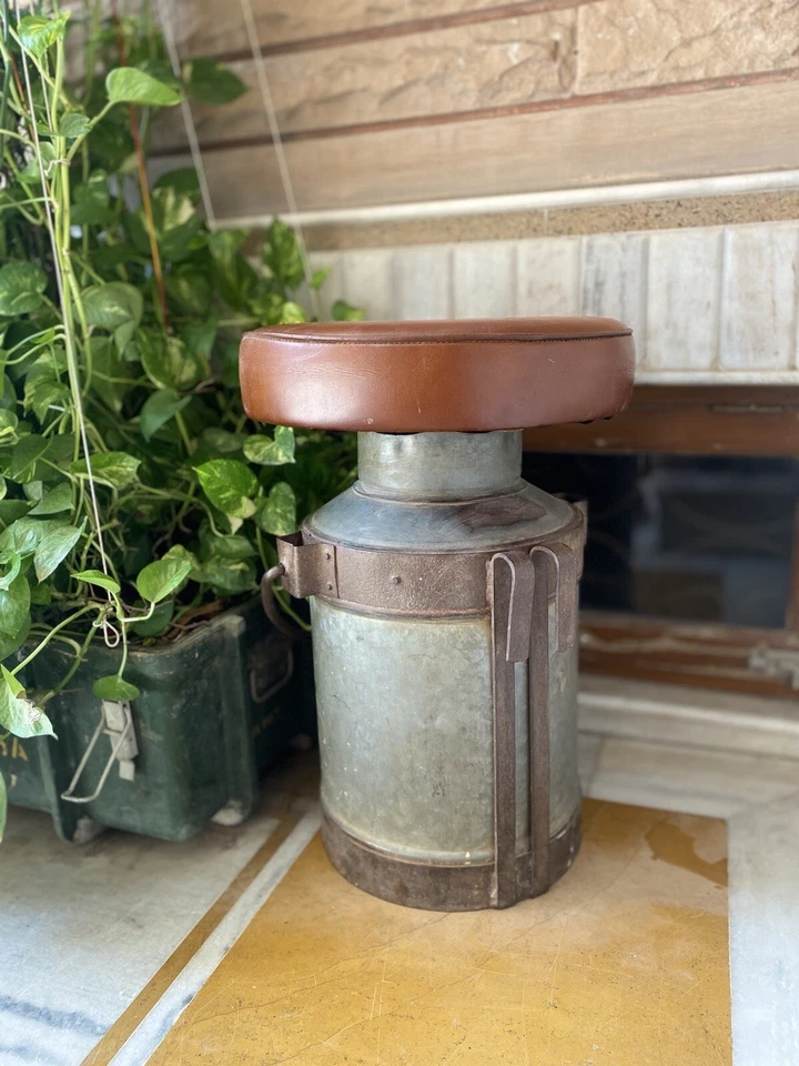 Vintage Hand Made Stool Height Kitchen Chairs Leather Armless Unique Barstools - Image 3 of 4