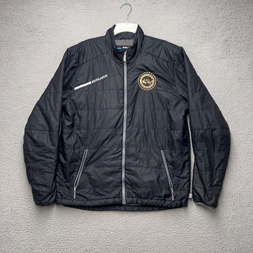 Bauer Team Jacket Boys Large Black Muskegon Lumberjackets Full Zip Hockey