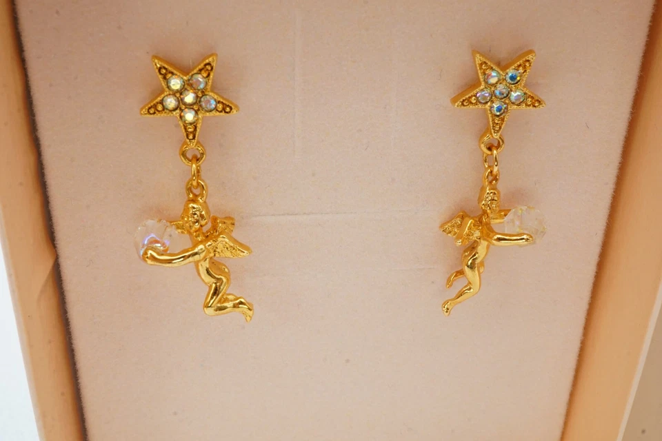 Pendientes Kirks Folly Angel Cristal Tono Dorado Foto 2 de 4