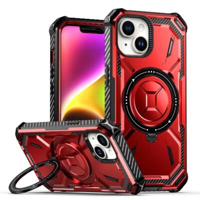For iPhone 15 Pro Max Plus /14 Case Magnetic Charger Ring Stand Shockproof Cover