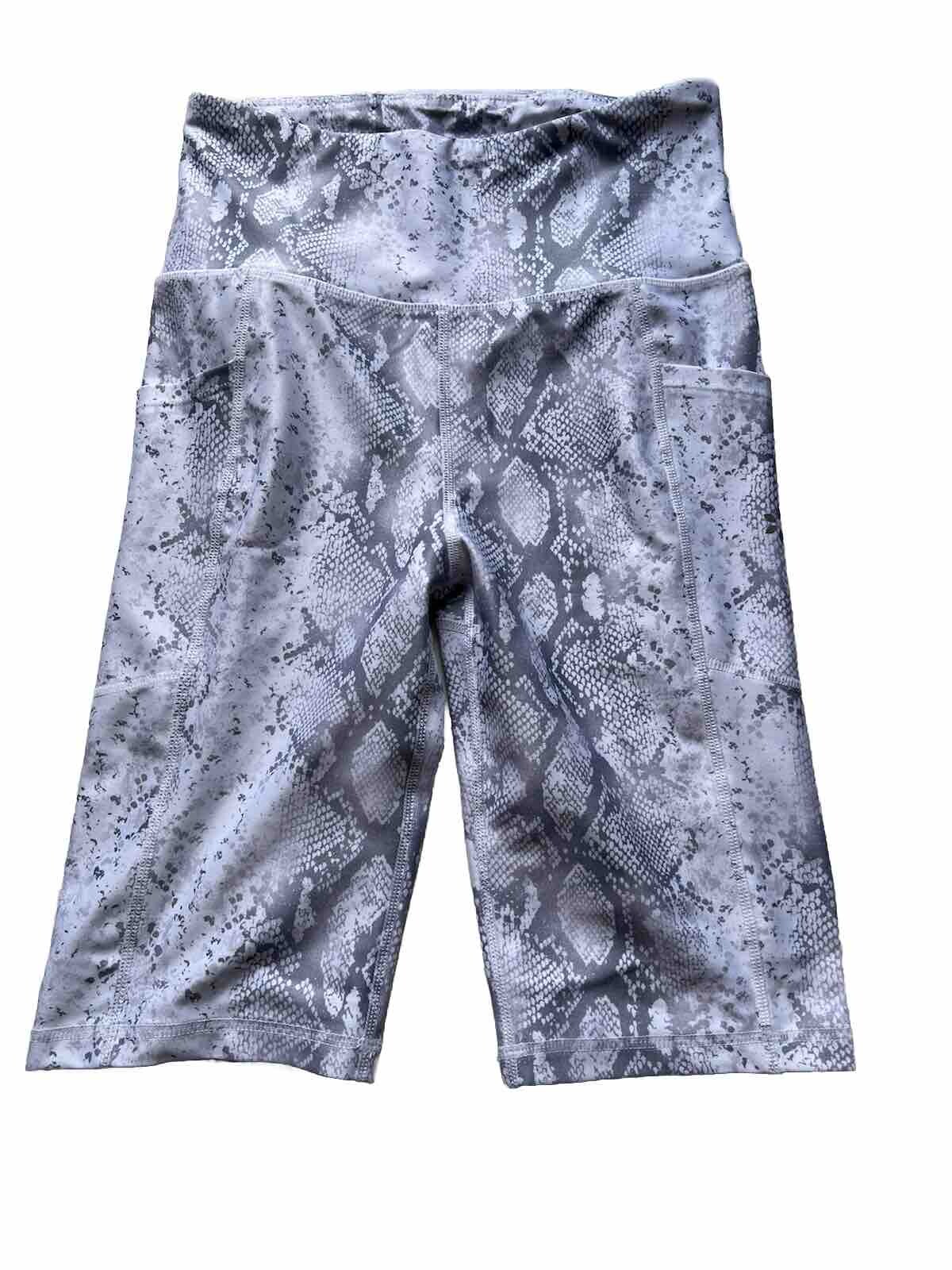 Nine West Active White Snake Side Pockets Biker Shorts Size Small-image