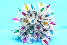 Christmas 35 Mini Bulb Light Set w/ Tulip Reflectors +10  Spare Bulbs TESTED (C)