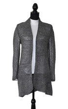 A4 Auth EILEEN FISHER Gray Alpaca Wool Open Knit Cardigan Sweater Size XS