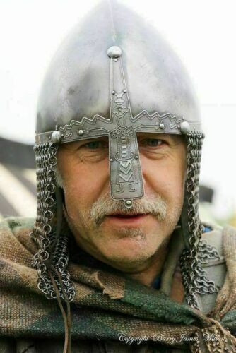 Medieval Helmet Clear Steel Armor Norman Viking Nasal Chain Mail Viking Gift  - Photo 1/3