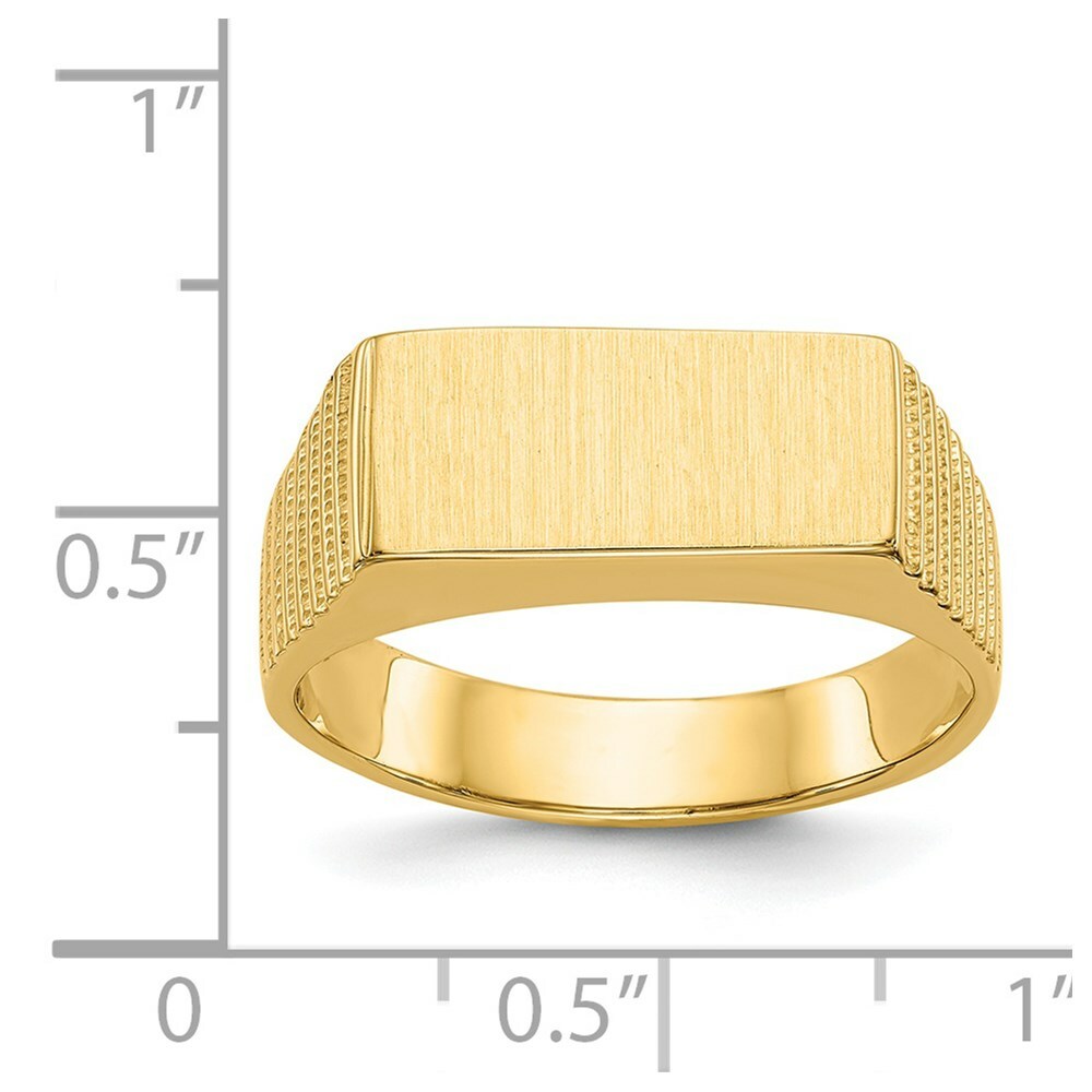 Real 14kt Yellow Gold 7.0x15.0mm Open Back Men's Signet Ring