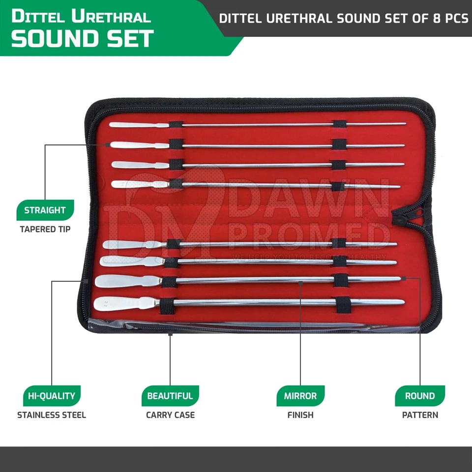 Juego de 8 dilatadores Dittel sonidos uretrales 11,5′′ recto 18 FR – 32F de un solo extremo Foto 3 de 4