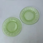 Lot 2 Vintage 1928-33 Federal Glass “Rope” Uranium Depression Plates 8.5” Green
