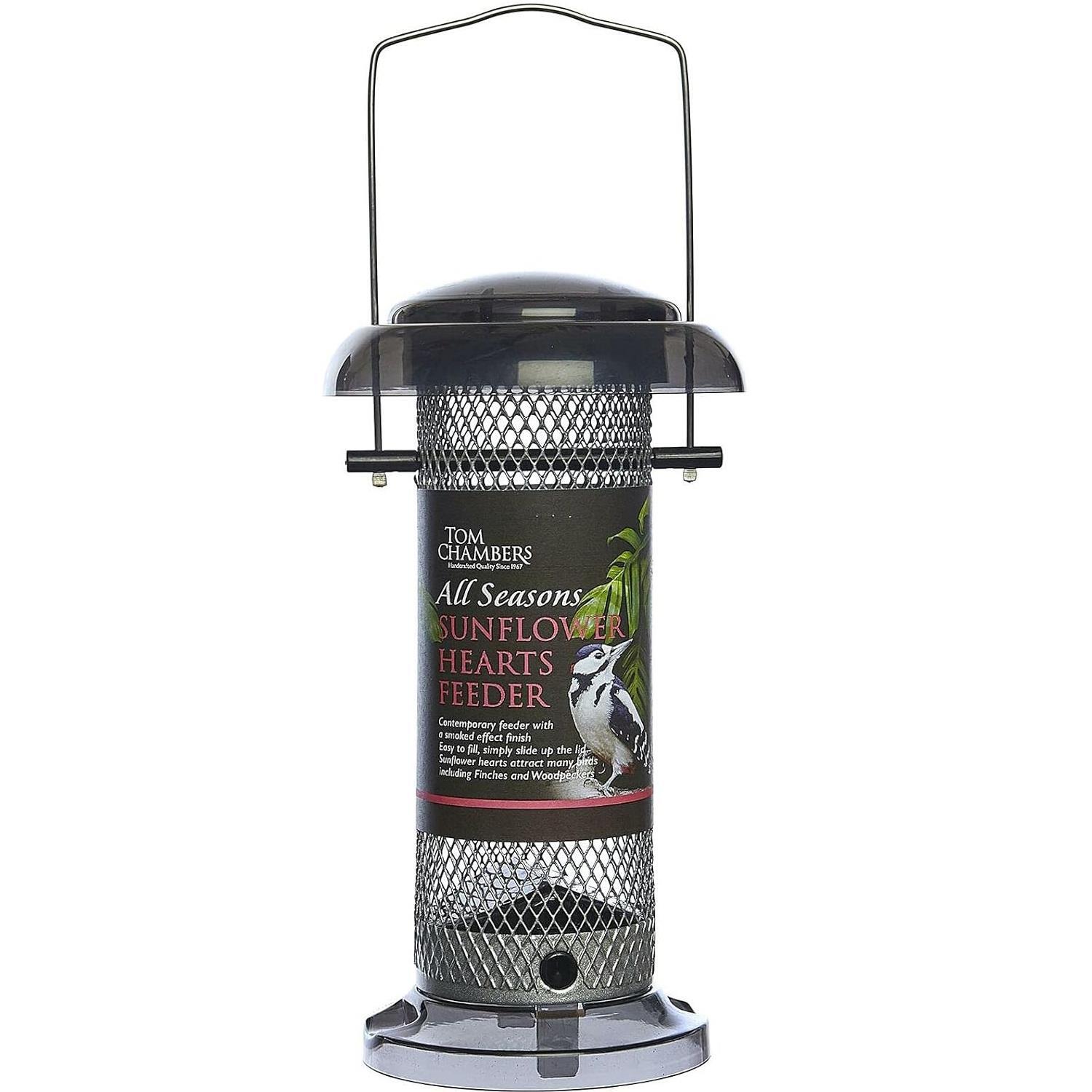 Hanging Bird Feeder Sunflower Heart Seed Station Heavy Duty Hammered Steel