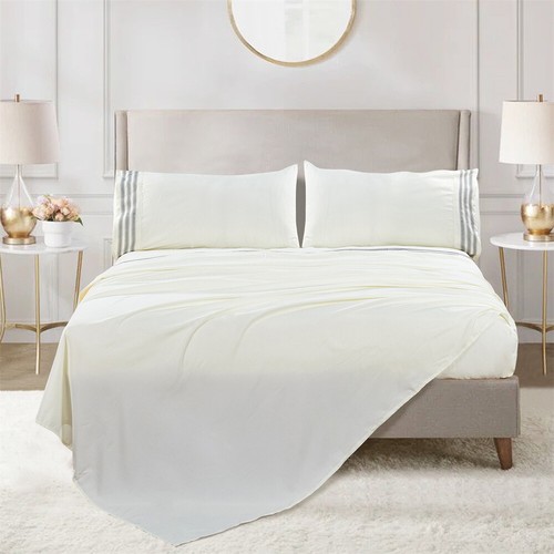 Luxury Embroidery 4PC Sheets Set Ultra Soft Hypoallergenic 8 Different Colors - Picture 30 of 76