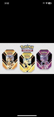 Set of 3 Pokemon TCG V Powers Tins Eevee, Pikachu, Eternatus 