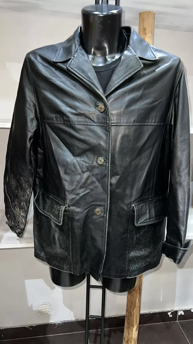 Leather Jacket Used Man Black Size 46 PGS491PI