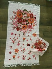 Vintage Cannon Bath Towel Washcloth Set Terry Cloth RETRO Pink Floral Excellent