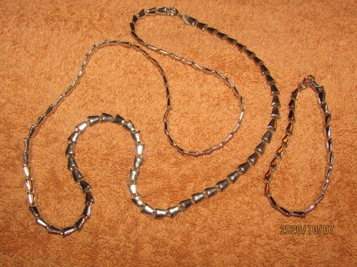 necklace 30" & bracelet 7.5 silver color metal links (jewel13)" - Picture 2 of 4