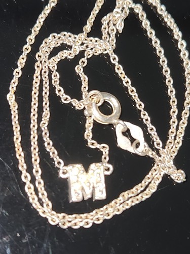 STERLING SILVER MINI INITIAL M ROLO CHAIN NECKLACE 16" - Picture 5 of 8