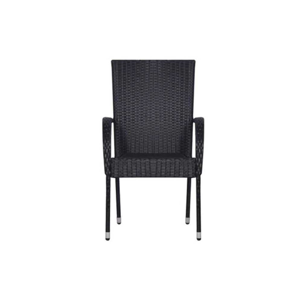 4 Pcs Poly Rattan Stackable Outdoor Chairs Black eBay