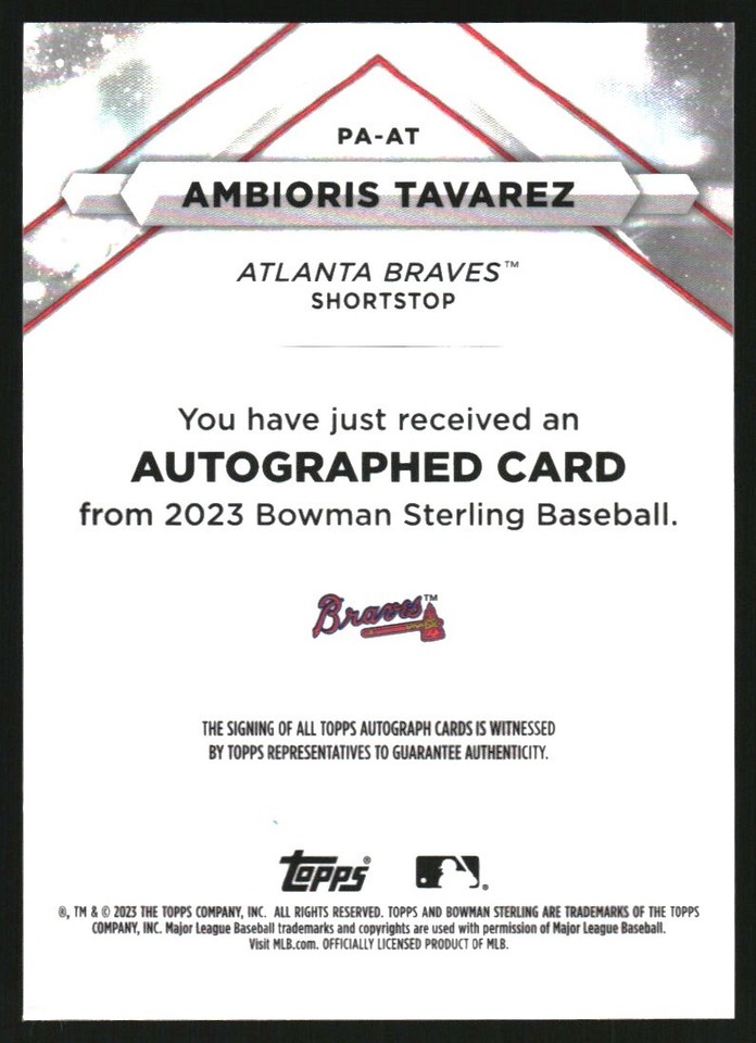 2023 Bowman Sterling Prospect Autographs PAAT Ambioris Tavarez Auto eBay