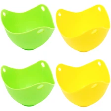 Silicone Non-stick Egg Poachers, Poached Egg Pods for Steaming Boiling, Set of 4