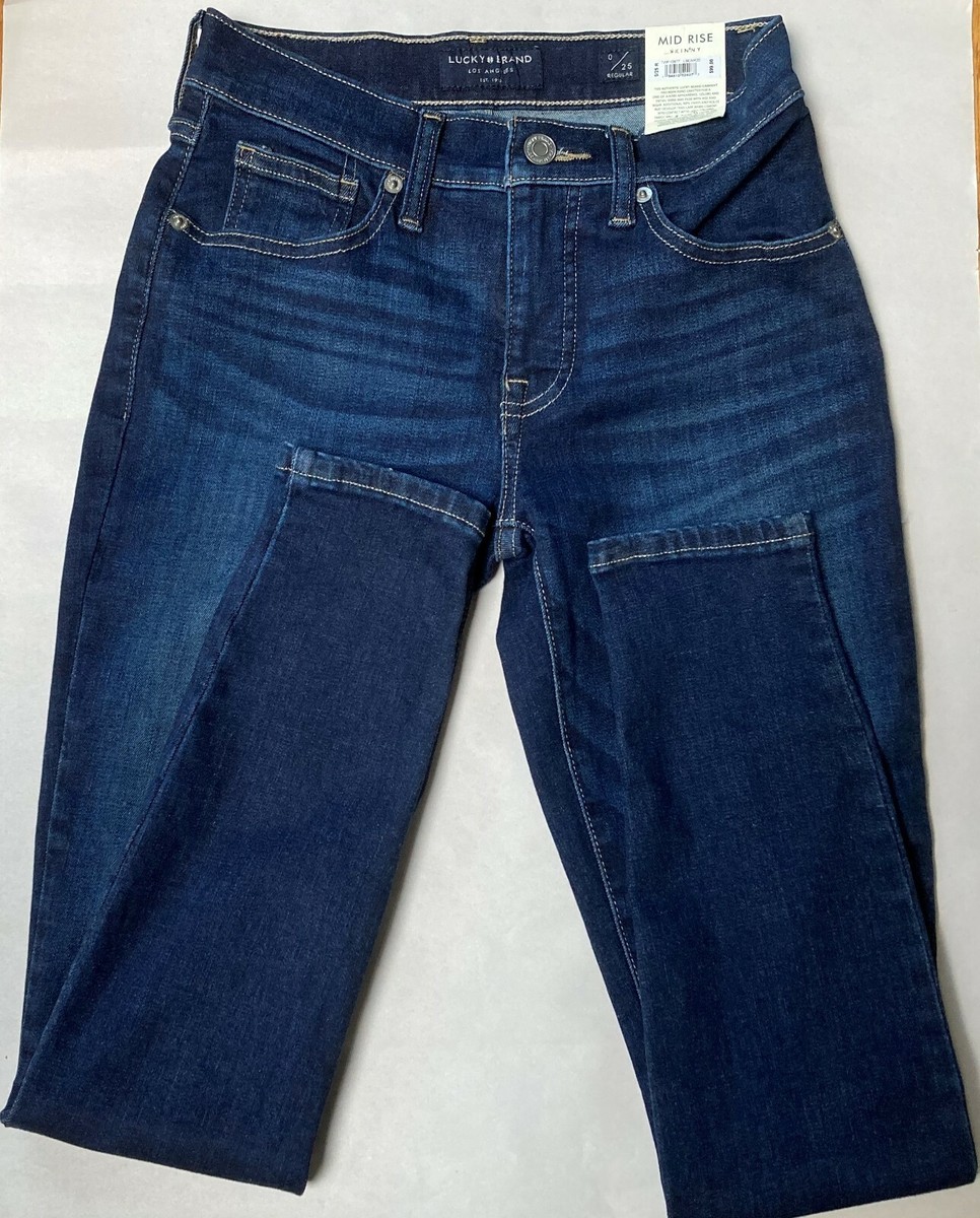 NWT LUCKY BRAND WOMEN AVA SKINNY MID RISE BLUE JEANS LONG PANTS 0