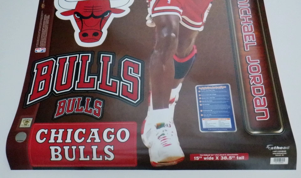 Michael Jordan Fathead JR Chicago Bulls Red Jersey Vinyl Decal - READ Sizing - Image 4 of 4