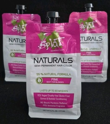 3-Splat NATURALS Semi-permanent Hair Color PINK for BLONDE 6 oz Each