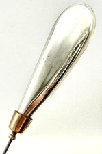 Uncommon Antique Hatpin Silver Mercury Glass Rounded Paddle Superior Example