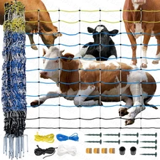 Portable Electric Netting Fence Mesh Kit Sheep 42"H x 164'L with Posts Spike