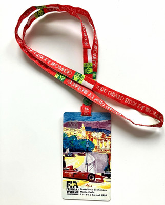 F1 Monaco Grand Prix 1999 VIP Paddock Pass - Scuderia Ferrari Marlboro + Lanyard