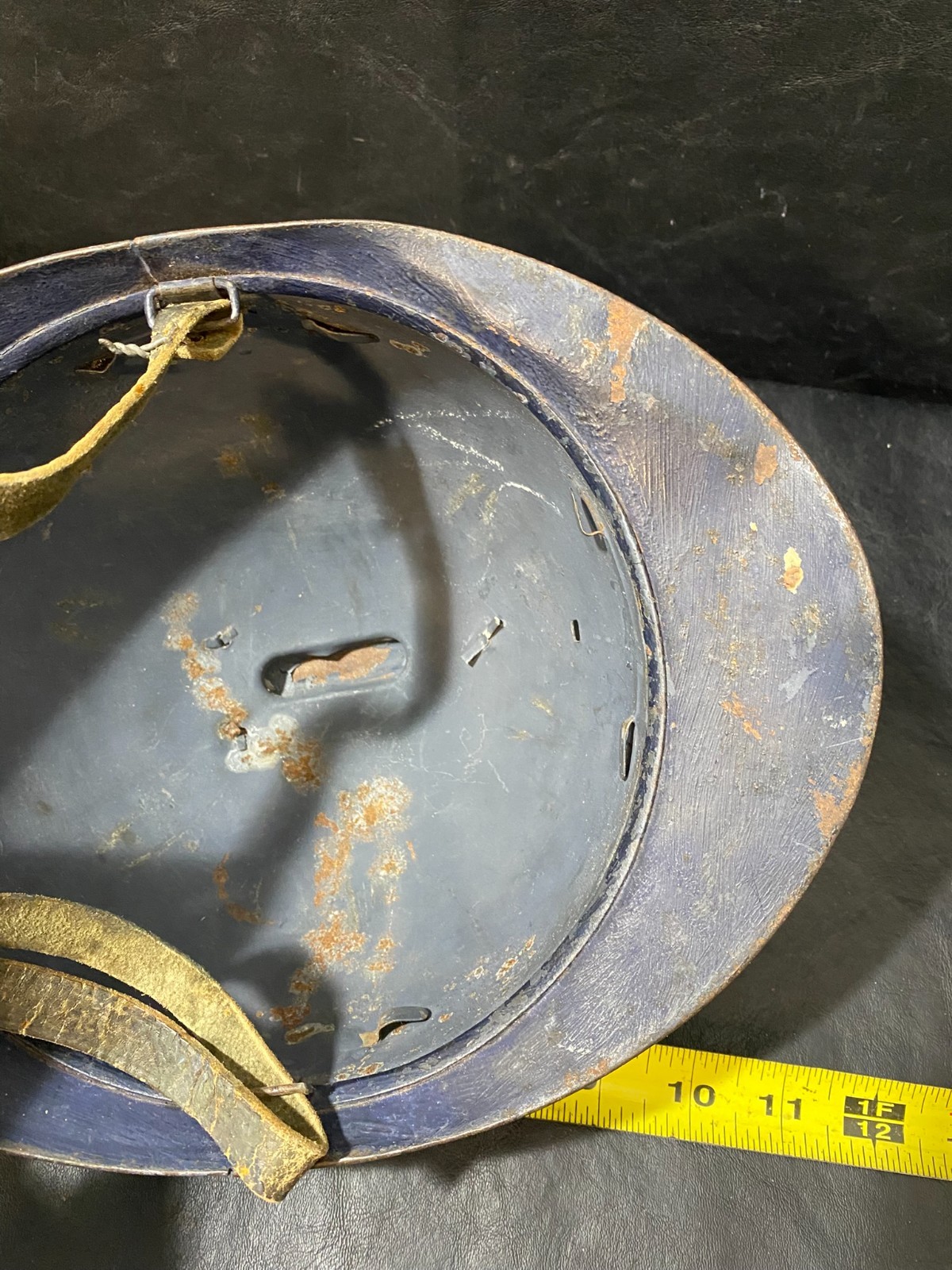 antique WW1 helmet - probably Swiss or French or Adrian 1915ish - metal infantry