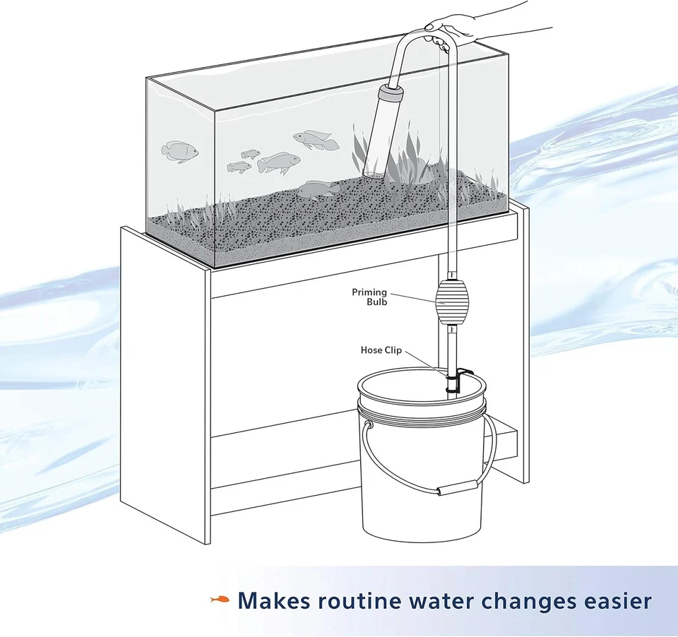 虹吸真空砾石清洁剂带灯泡大号,10 英寸,便于清洁 — 第 3/4 张图片