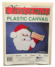 Vintage Christmas Santa Needlepoint Canvas National Yarn Crafts USA NOS 1990s