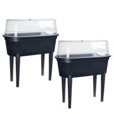 Set of 2 Mini Greenhouse Raised Planters with Cover Indoor Outdoor Veg Planters