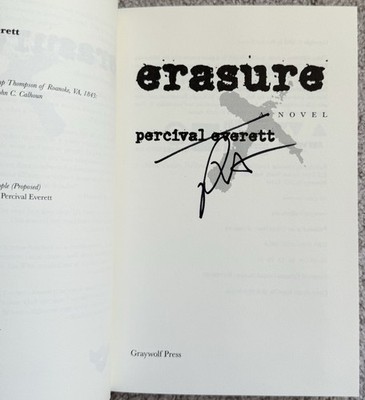 Percival Everett Signed In Person ERASURE Paperback Book - RARE, Authentic AA
