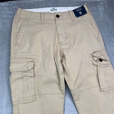 Hollister Cargo Pants Mens 30x32 Beige Epic Flex Utility Pockets Straight New