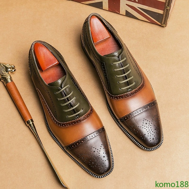 SAOLA Scarpe da uomo in ecopelle con lacci a punta eleganti casual Oxford Brogue taglia