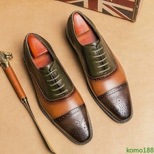 Men Faux Leather Splice Lace Up Pointed Toe Shoes Dress Casual oxford Brogue