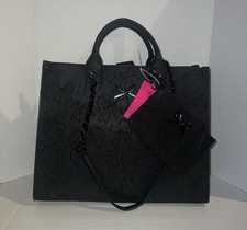 Betsey Johnson Large Bow Embossed XOKIARA2 Tote Bag Black Bows New