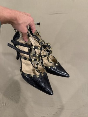 BCBGeneration Women's Black Studded Pointed Toe Heels Size 9