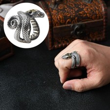 Punk Style Ring Retro Punk Jewelry Ring Men's Python Snake Ring Retro for Party