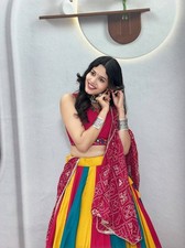 Gujarati Style Pure Cotton Lehenga Choli Multi Color Kali Garba Wear