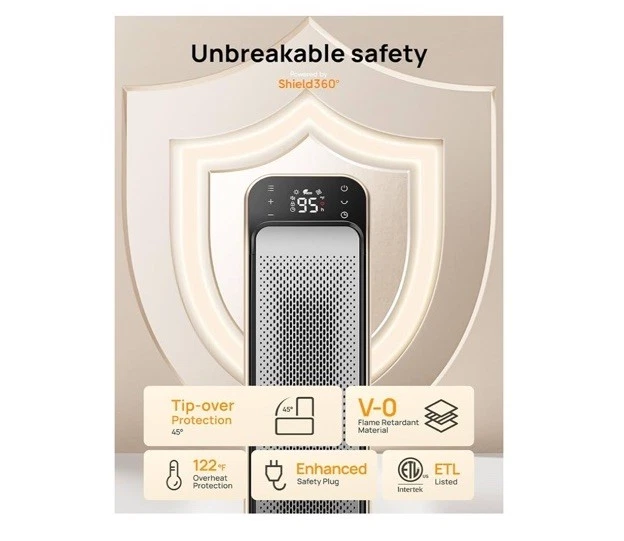 Dreo Space Heater for Indoor Use, 25" 11.5ft/s Fast Electric Heater, with Remote - Image 4 of 4