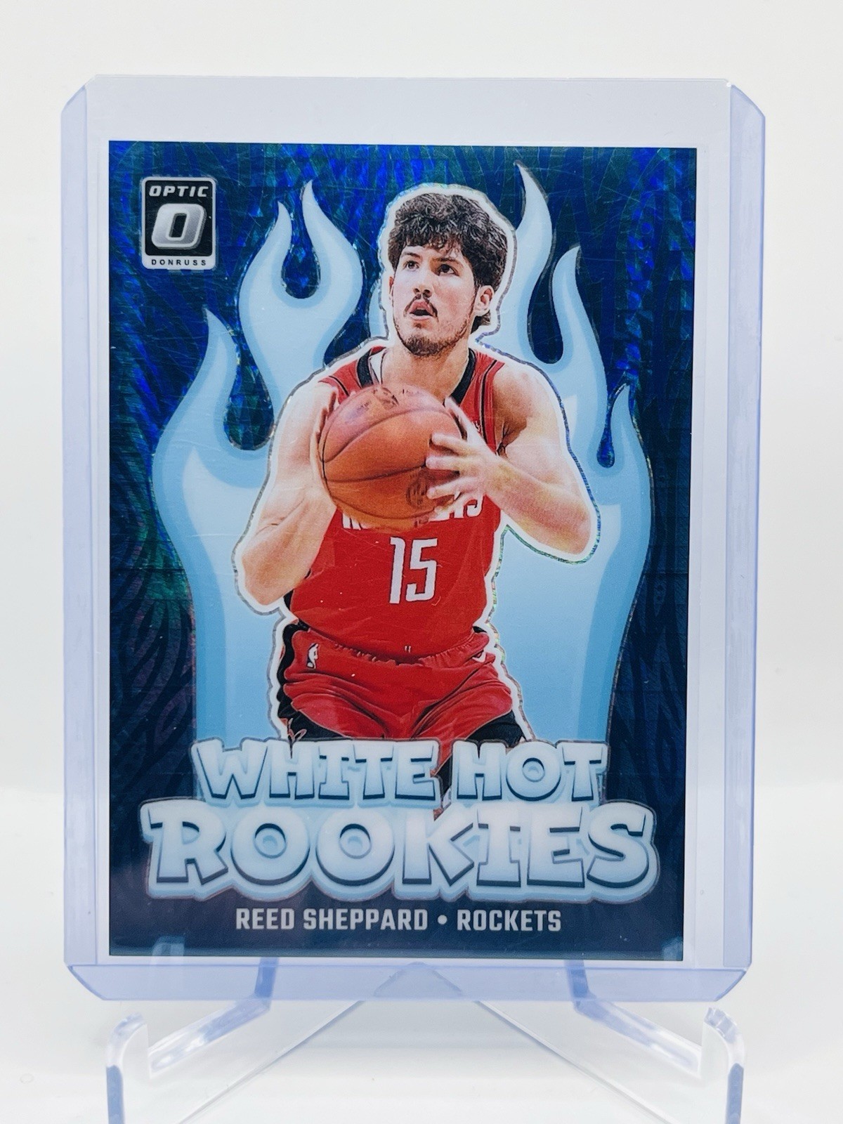 2024-25 Donruss Optic White Hot Rookies Reed Sheppard #12 (RC) Blue Hyper /175