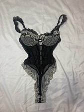 1998 Victoria  s Secret Sheer Black Mesh Lace Bodysuit Lingerie Top