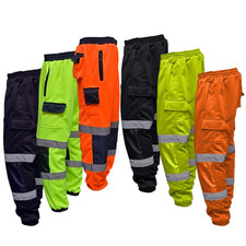 Hi Viz Vis Fleece Trousers Jogging Bottoms Safety MRK Work Joggers Sweat Pants