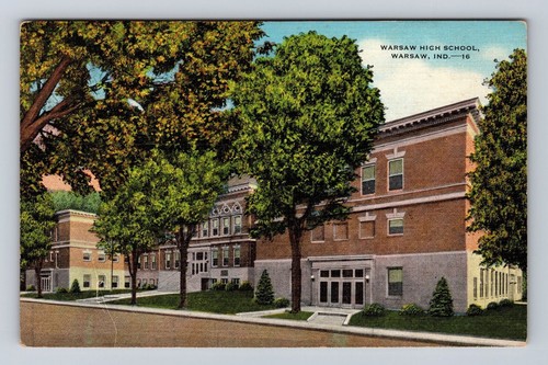 Warschau IN-Indiana, Warschauer Gymnasium, antike Vintage Souvenir Postkarte